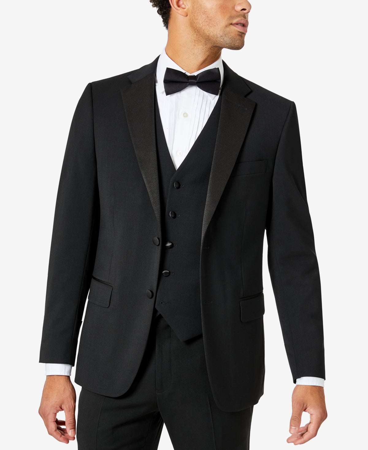 Tommy Hilfiger Mens Modern fit Tuxedo Suit Jacket Blazer 40 L Black Stretch