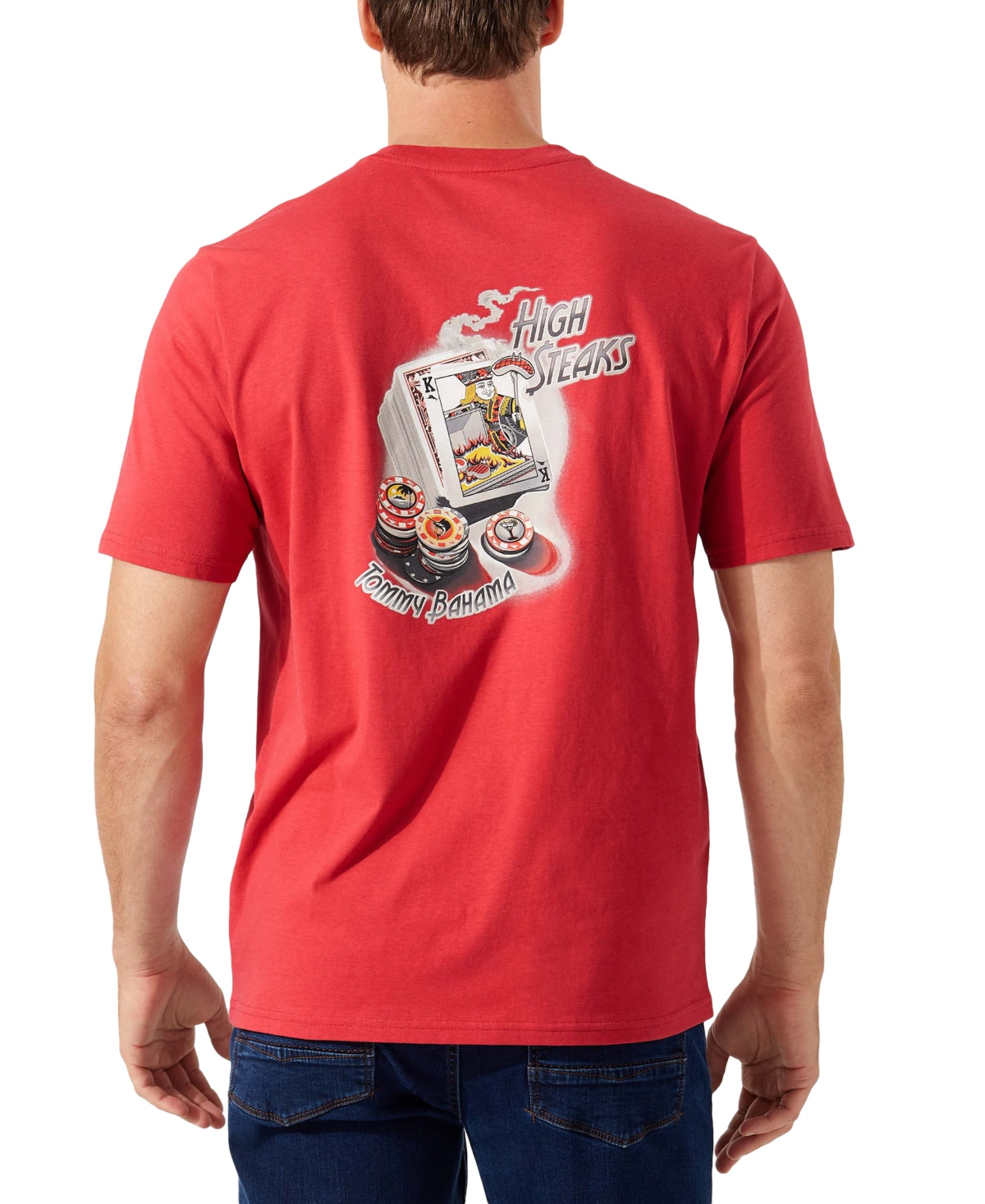 Tommy Bahama Mens High Steaks Graphic Crewneck T shirt Red Medium