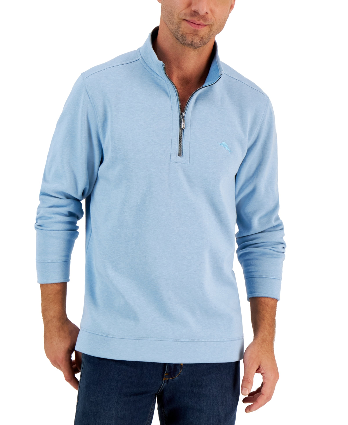 Tommy Bahama Men's Wave Logo 1/2 Zip Sweatshirt Blue Xxl