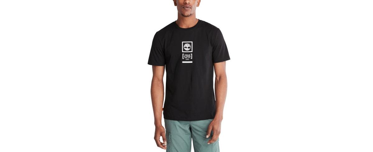 Timberland Mens Crewneck Logo Graphic Short Sleeve T Shirt Black Large