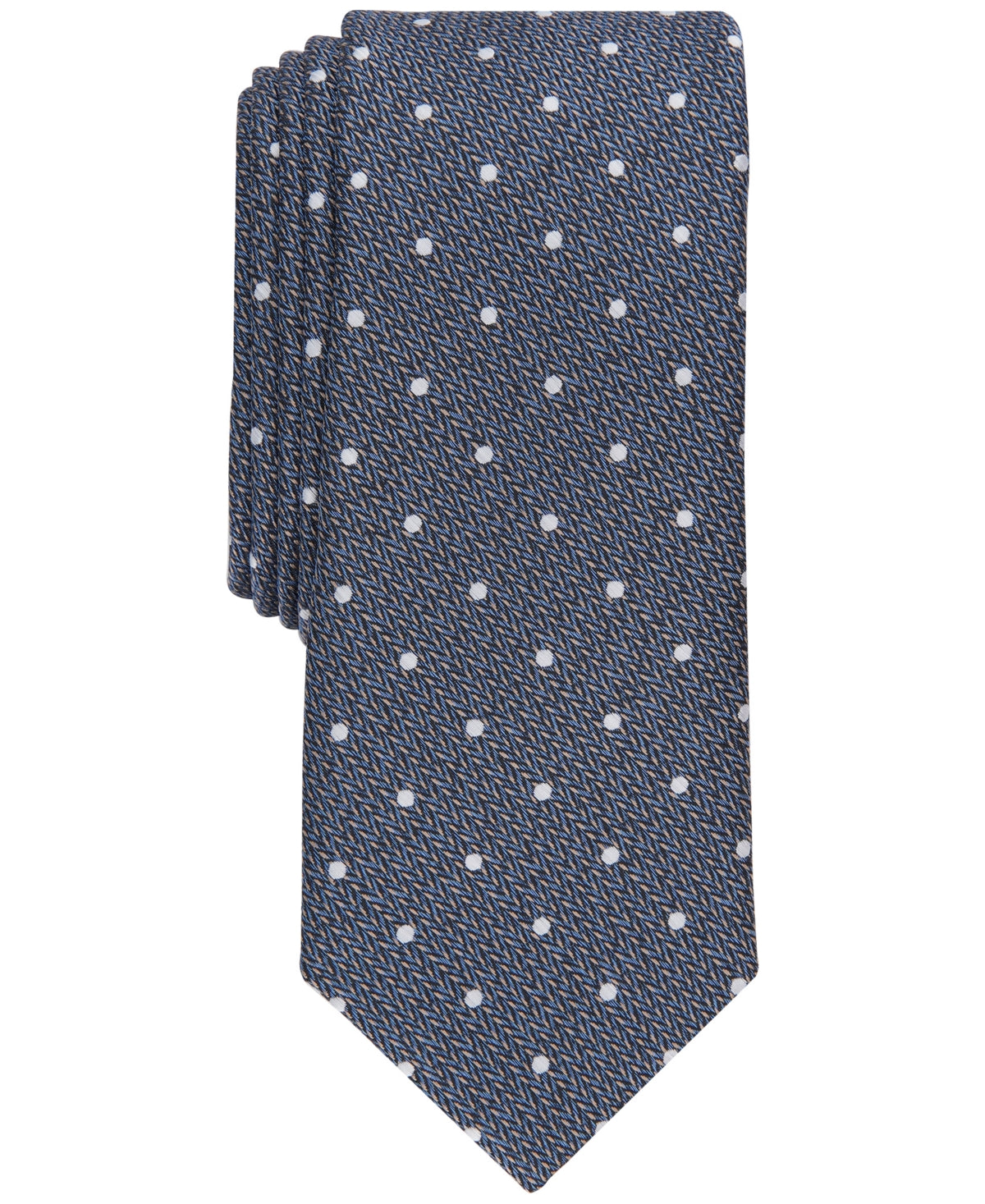 Bar III Men's Fortune Skinny Tie Herringbone Denim Blue One Size Necktie