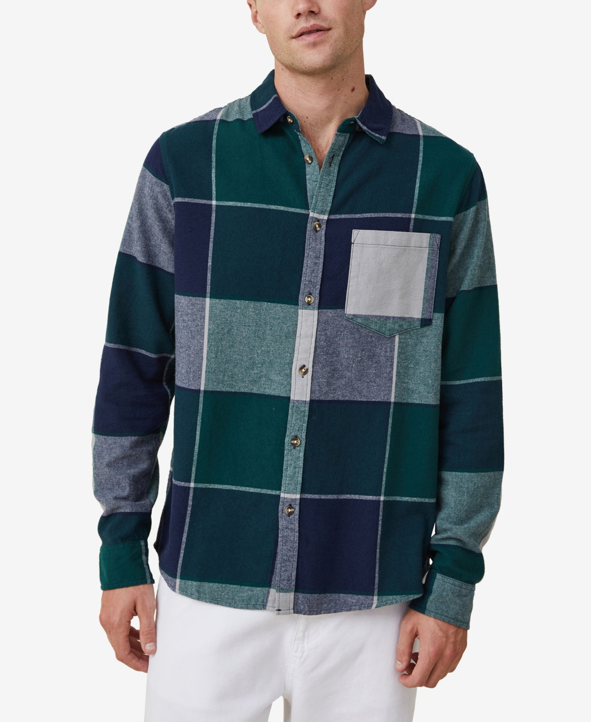 Cotton On Men Camden Mens Green Plaid Shirt 2XL
