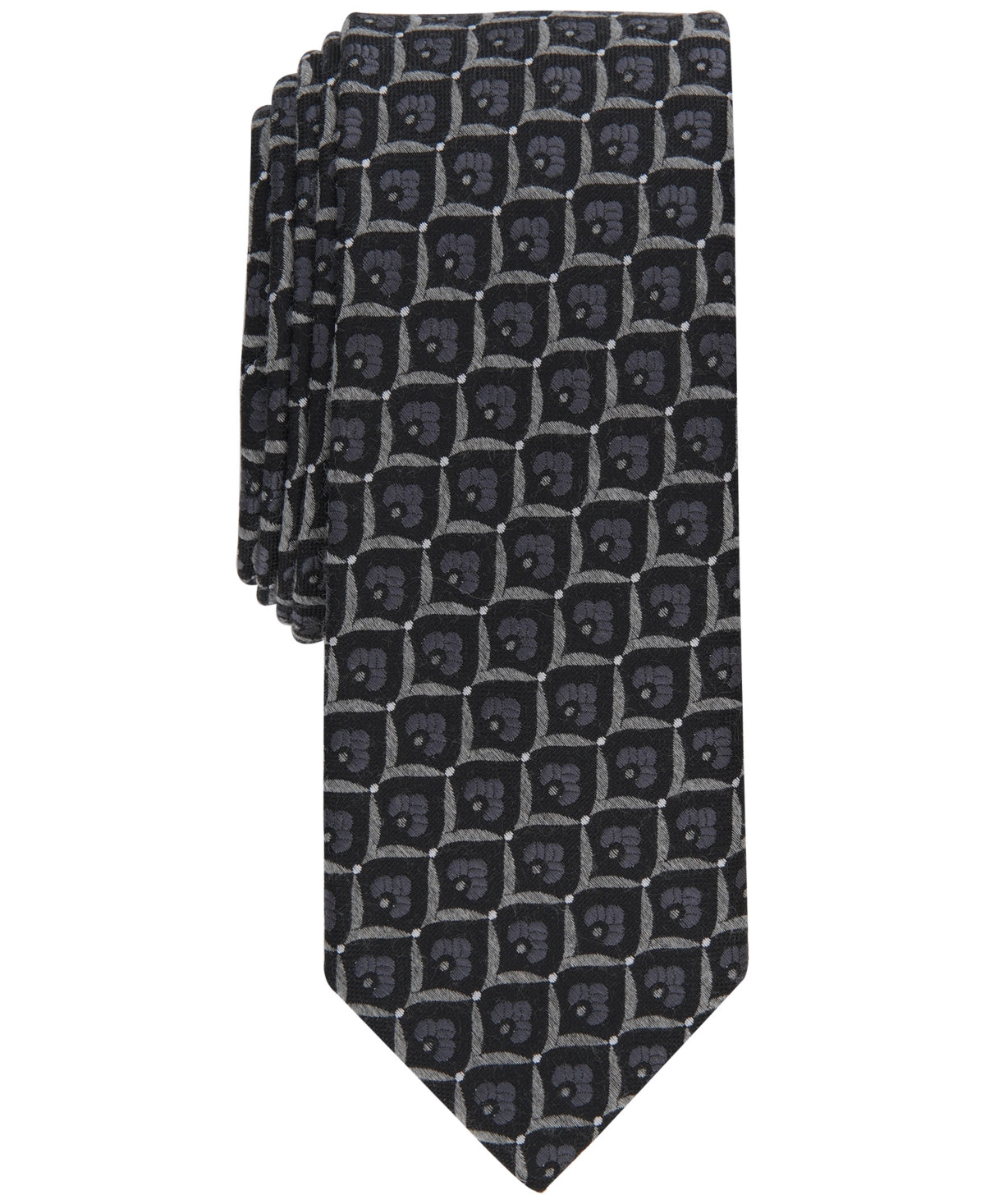 Bar III Mens Percy Skinny Neat Tie Grey Necktie