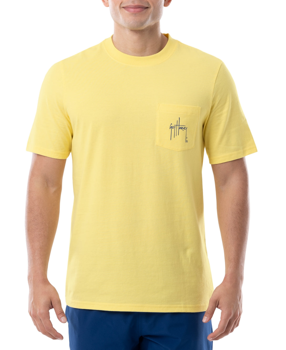 Guy Harvey Men's Stamp Pocket Tshirt Large Yellow