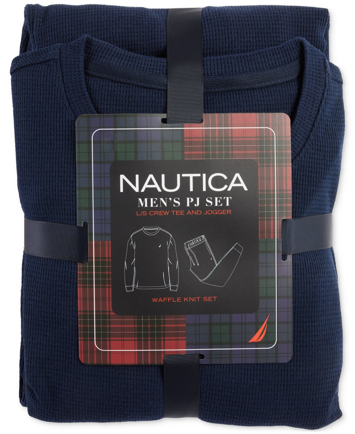 Nautica Mens Waffle Shirt Pajama Pants Set Navy Blue XL
