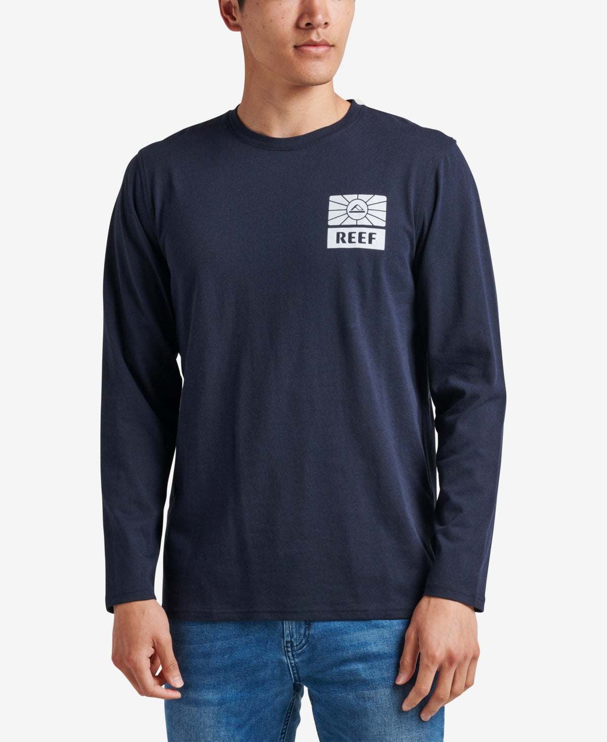 REEF Mens Morning Long Sleeve T Shirt Navy Medium
