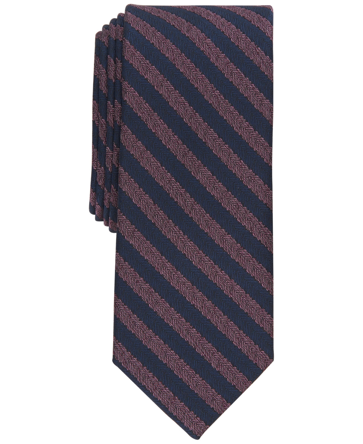 Bar III Mens Cruiser Skinny Herringbone Berry Purple Tie Necktie