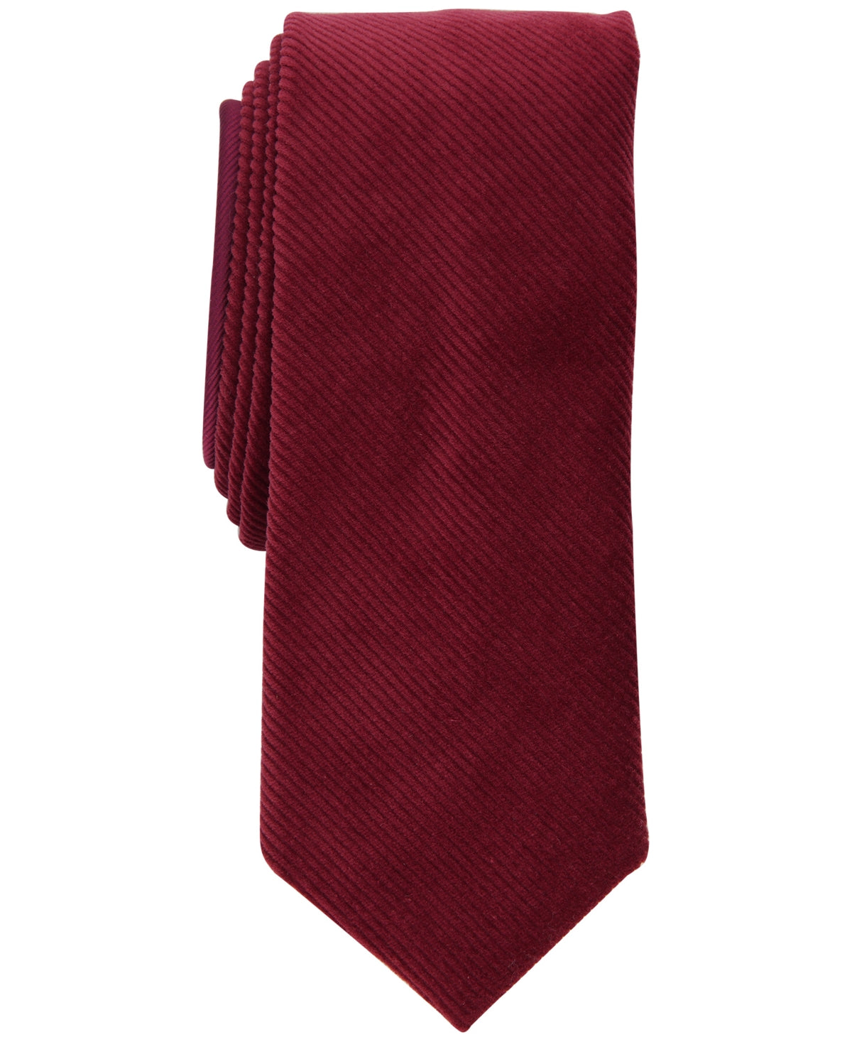 Bar III Men's Skinny Corduroy Tie Burgundy Red Necktie