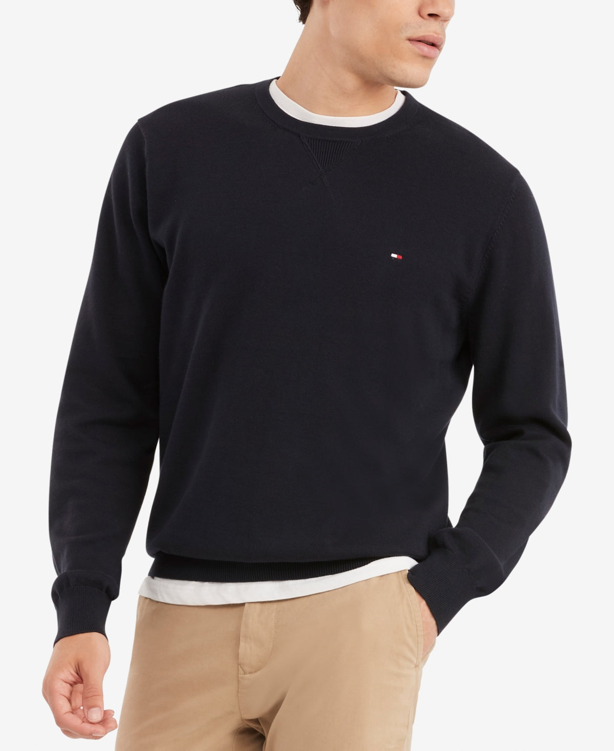 Tommy Hilfiger Mens Essential Crewneck Sweater Black Desert Sky XS