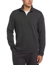 Perry Ellis Portfolio Men's Textured-Knit 1/4-Zip Fleece Sweater Large Black