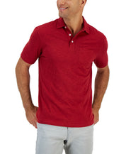 Club Room Mens Slub Short Sleeve Polo Shirt Red Large