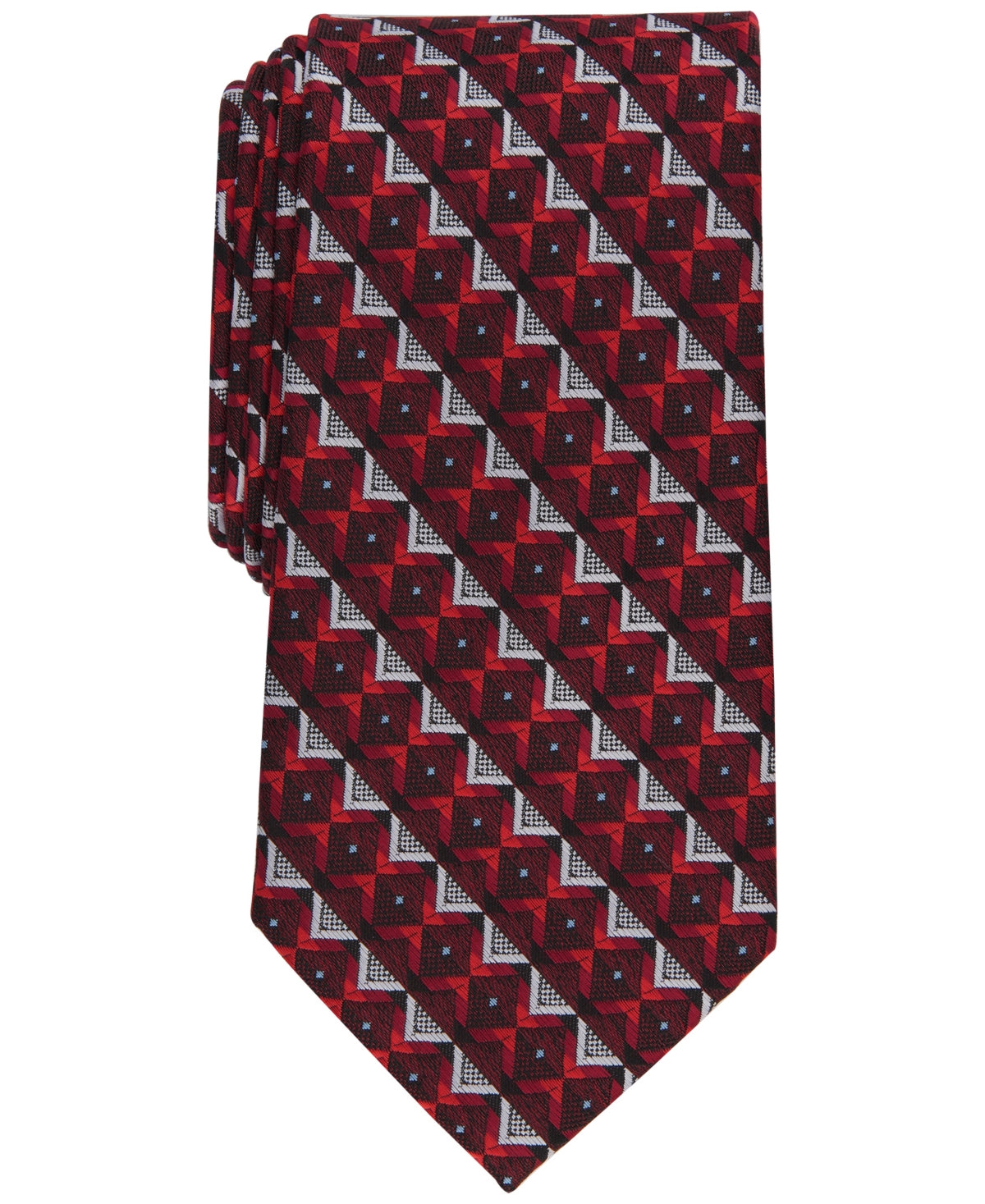 Perry Ellis Mens Chandler Geometric Print Necktie Red