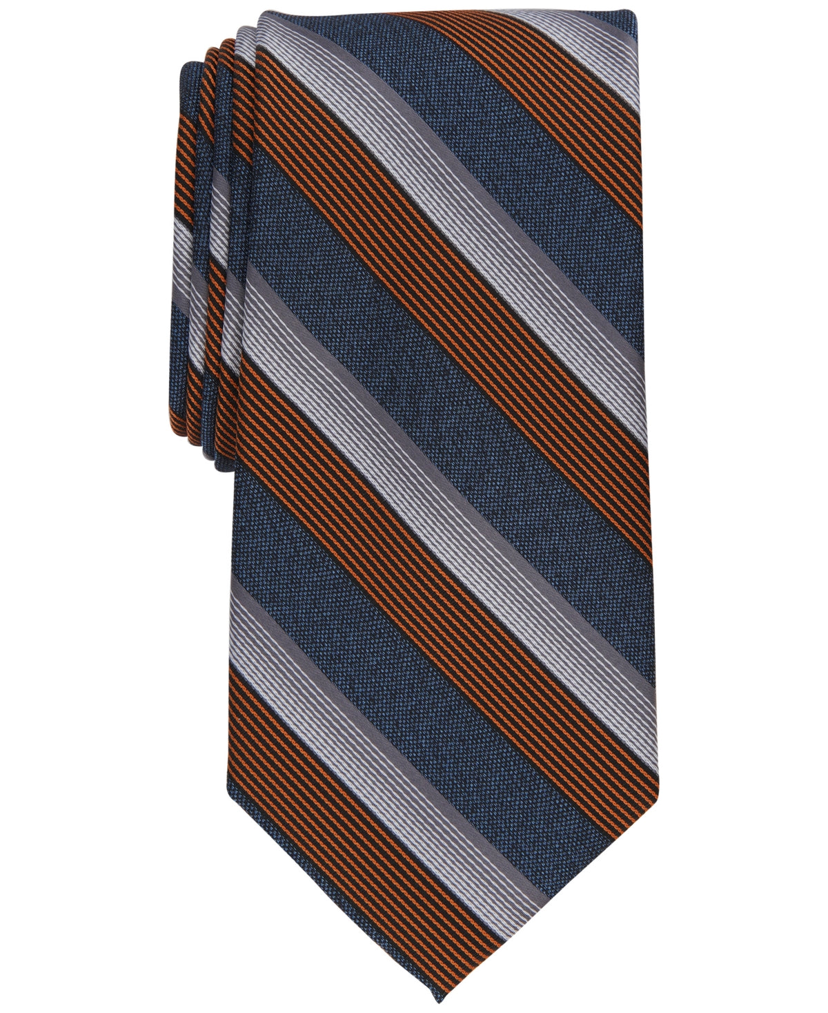 Perry Ellis Mens Preston Classic Stripe Tie Orange Necktie