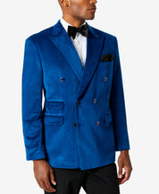 TAYION Mens Classic fit Double Breasted Velvet Sport Coat Blazer 42 S Ice Blue
