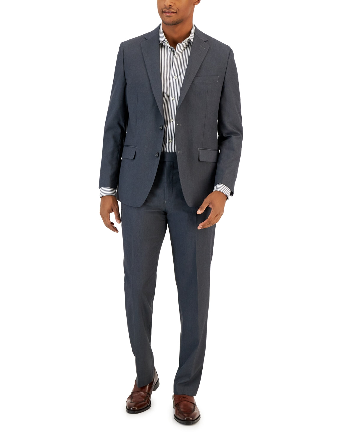 Van Heusen Mens  fit 2 Piece Suit 38 R / 31 Waist Charcoal Grey Stretch