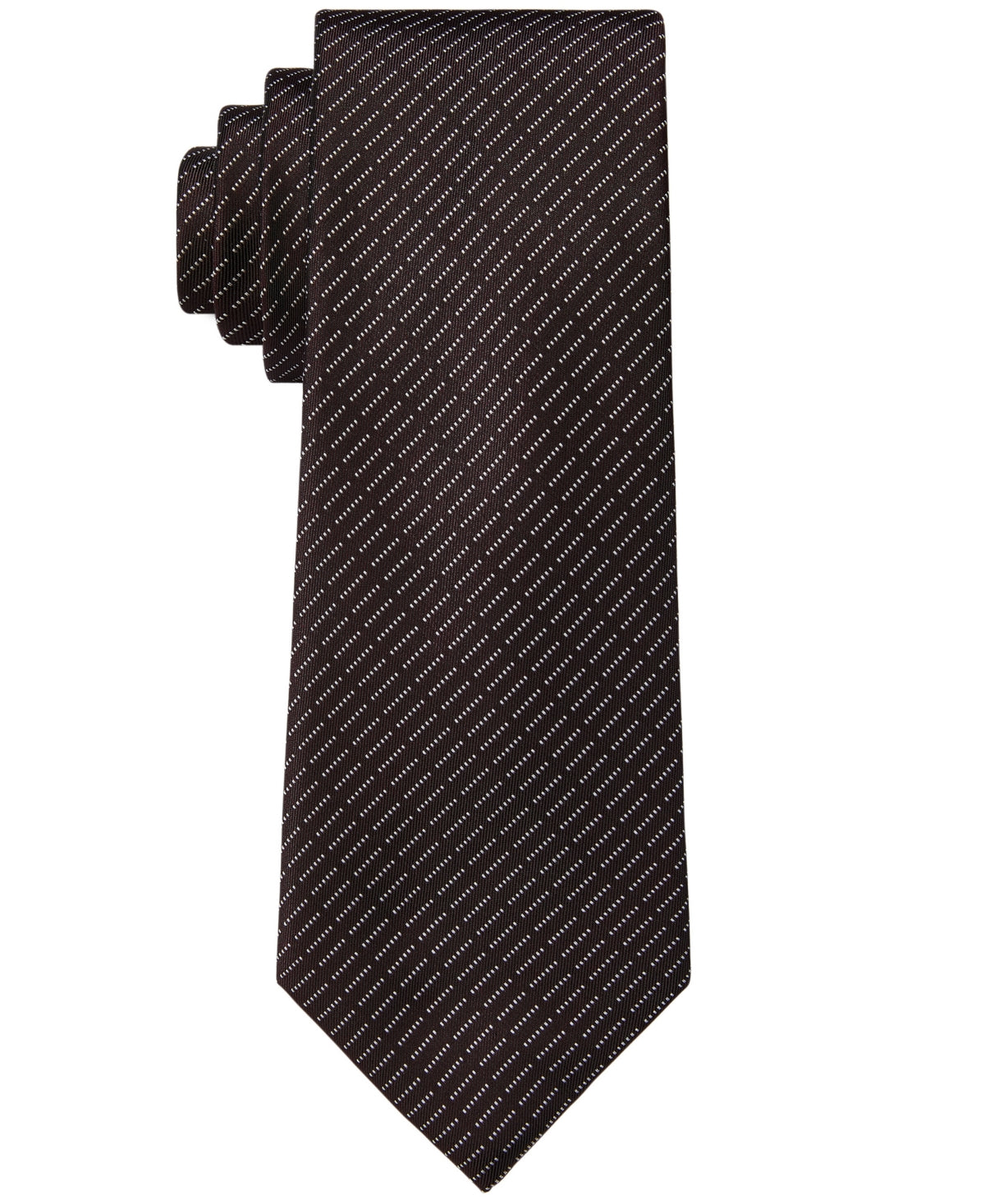 Calvin Klein Mens Slim Dotted Lines Tie Brick Black ONE SIZE