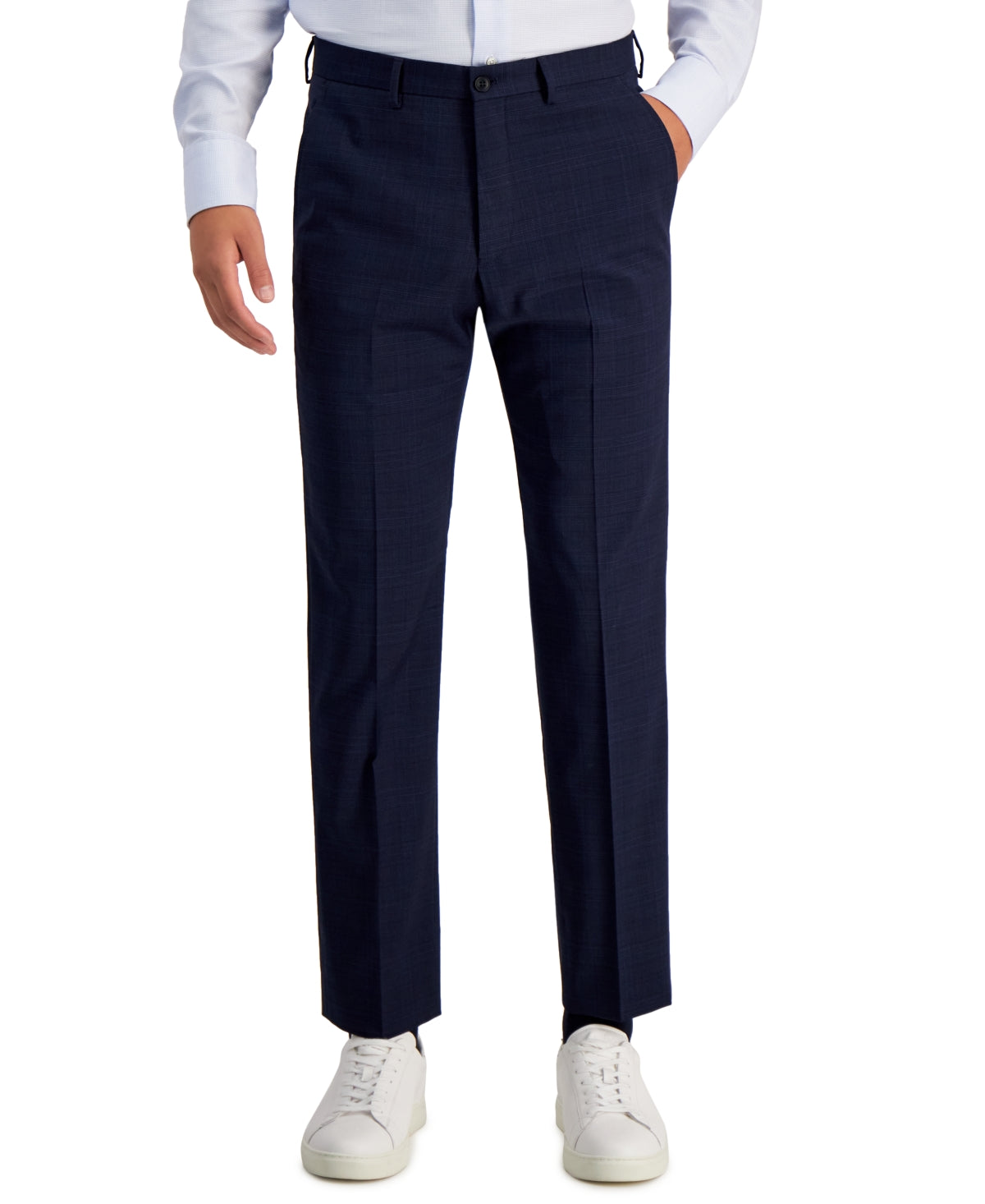 AX Armani Exchange Men's Slim Fit Wool Dress Pants Navy Blue Plaid 34 x 30