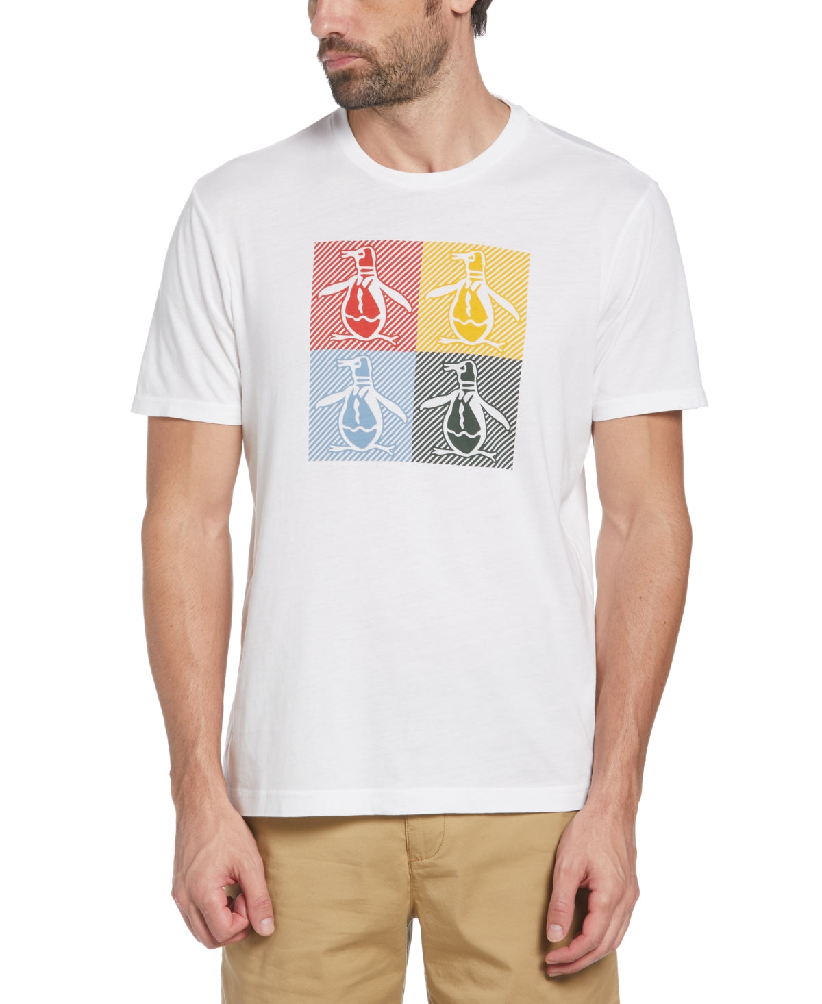 Original Penguin Men's Slim fit Pete Logo Tshirt  White Medium