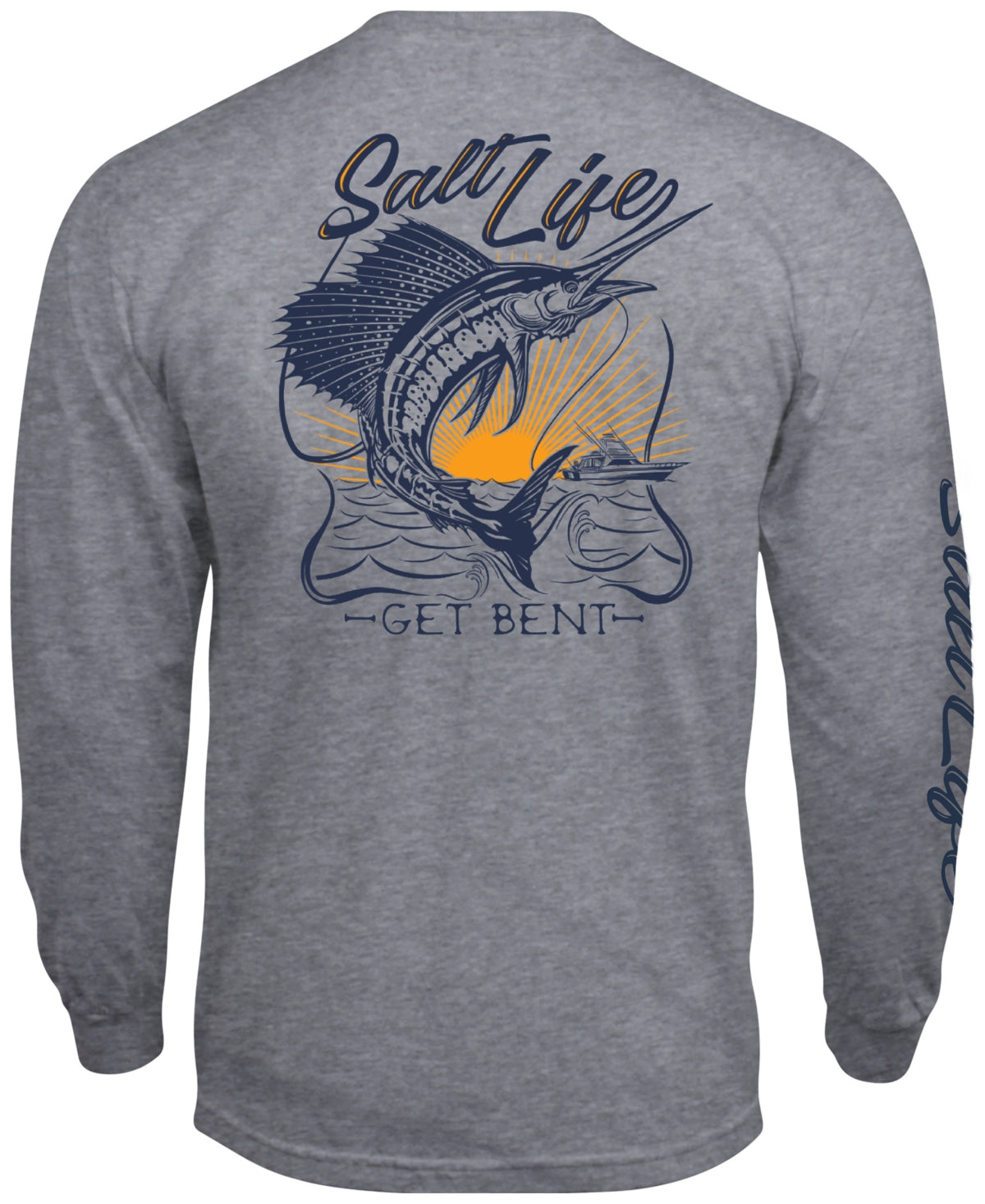 Salt Life Men's Golden Hour Long Sleeve Logo Graphic T Shirt Grey Medium