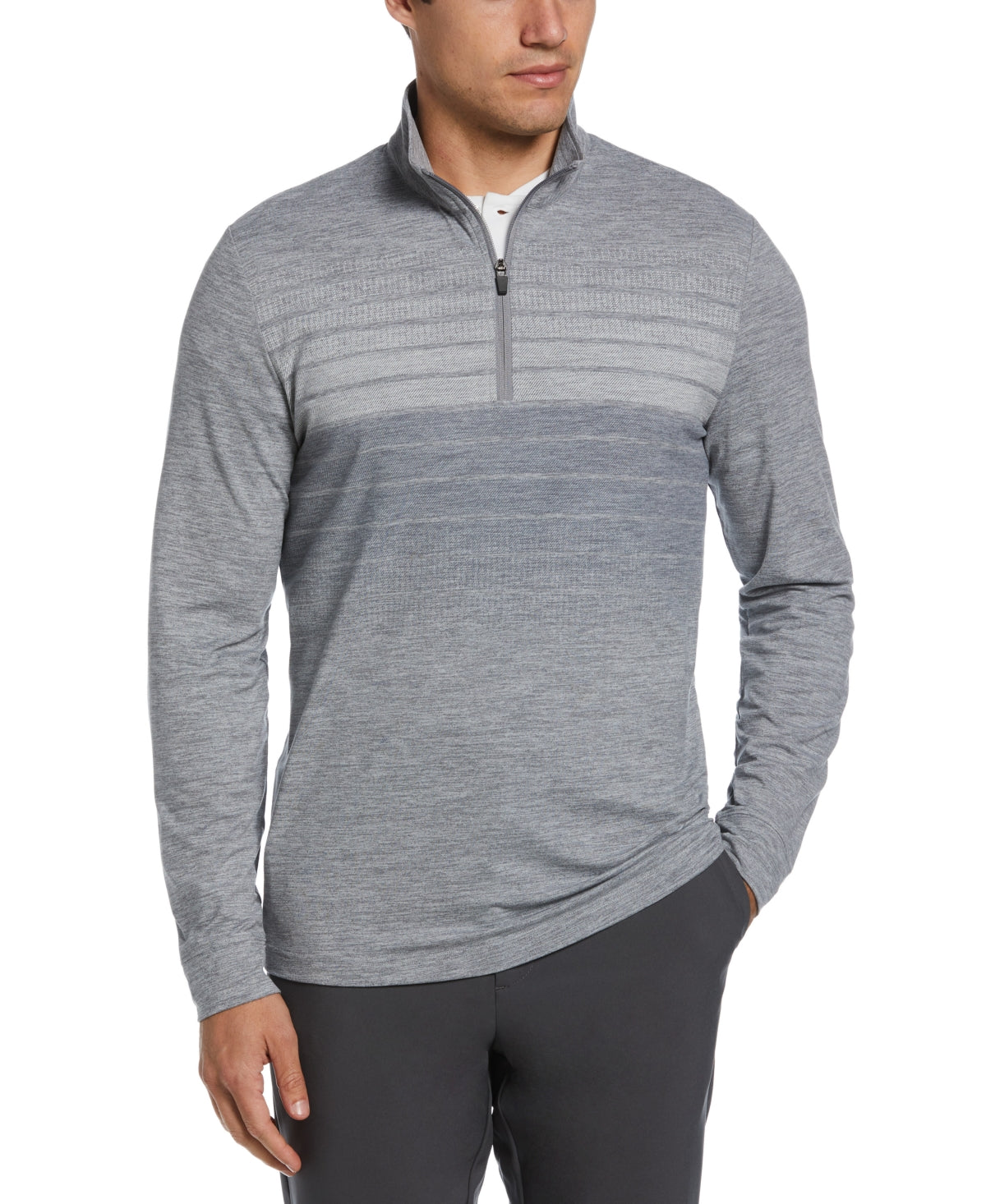 PGA TOUR Mens Water-Repellent Quarter Zip Golf Sweater Gradient Grey Heather 2XL