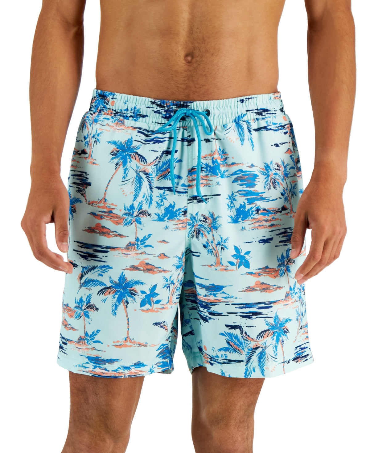 Club Room Mens Graphic Print Blue Swim Shorts 2XL