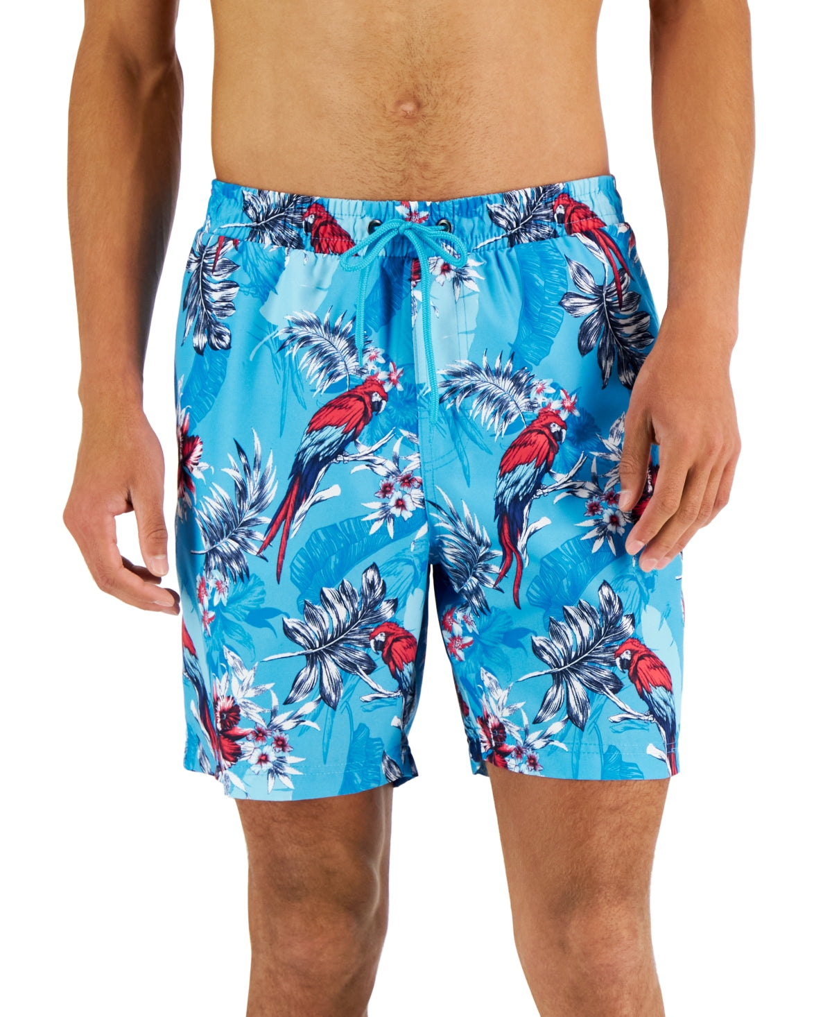 Club Room Mens Tropical Bird print Swim Shorts Blue 2XL