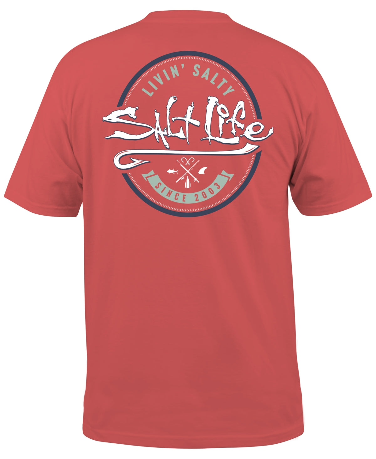Salt Life Men's Playin Hookie Logo Graphic Short Sleeve T Shirt Burnt Coral XL