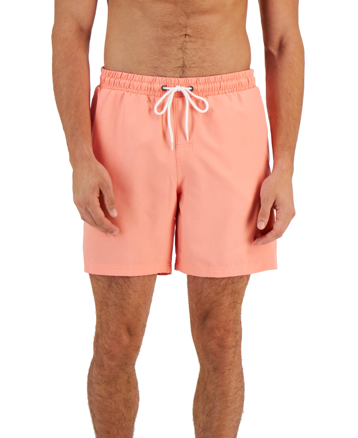 Club Room Men's Beachwear Swim Trunks Performance  Peach Large