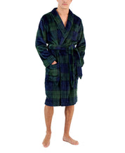 Club Room Mens Plus Plaid Pajama Robe Navy Hunter Blue Green Small / Medium