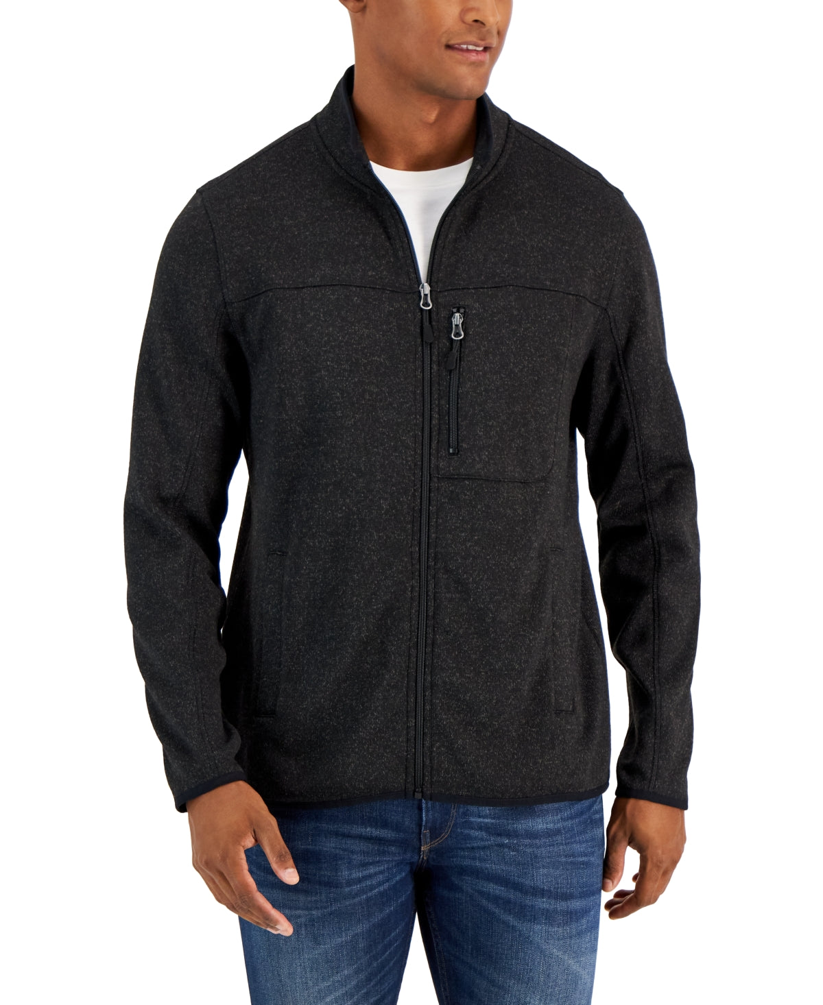 Club Room Men's Fullzip Fleece Sweater Black Large