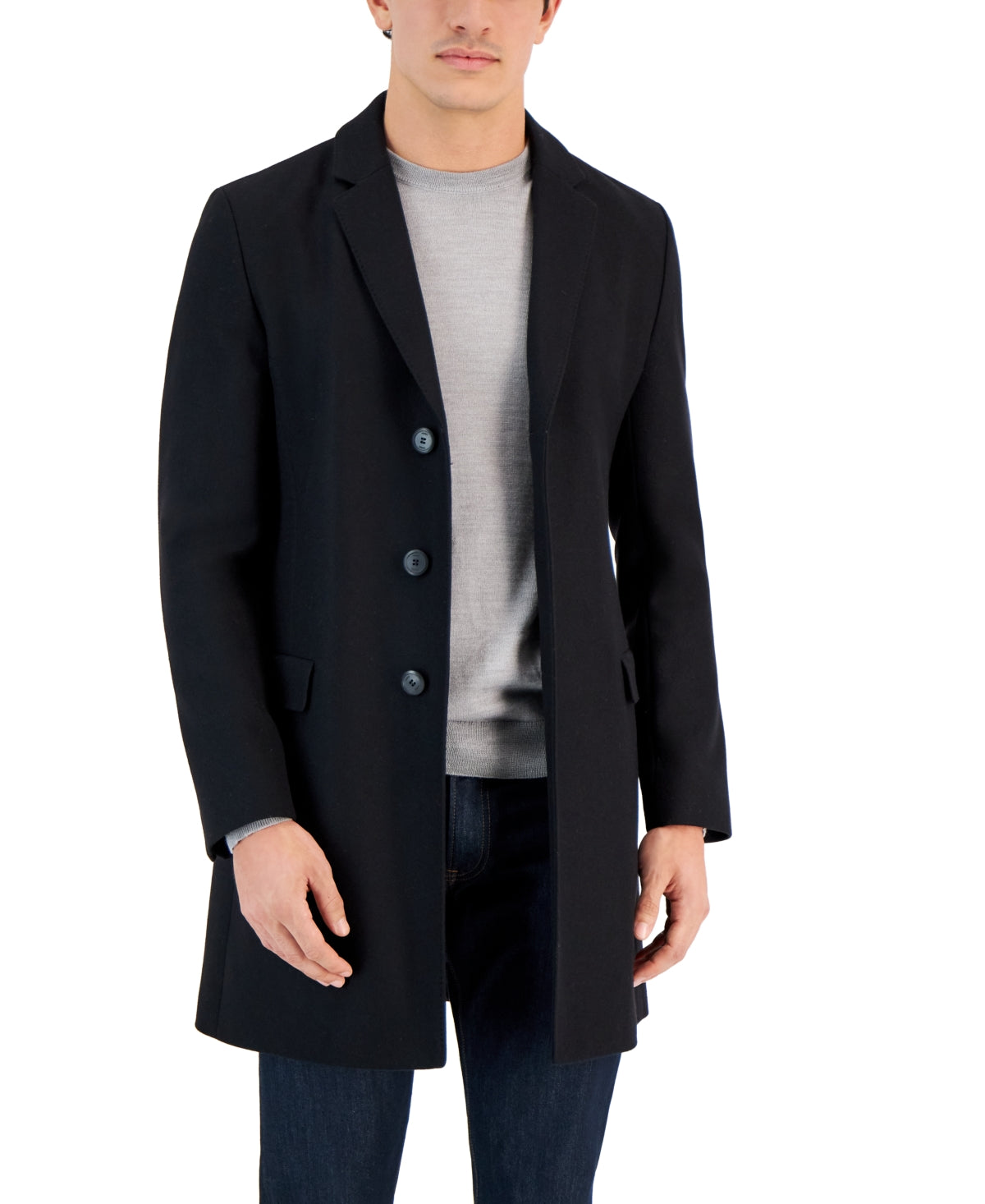 Hugo by Hugo Boss Men's Migor Slim-Fit Solid Wool Overcoat Coat 44 R Black
