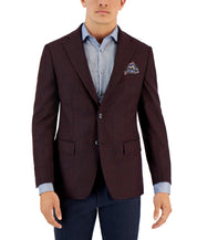 Verdello Mens Wool Blend Slim Fit Two Button Sport Coat Blazer Burgundy Red 38S