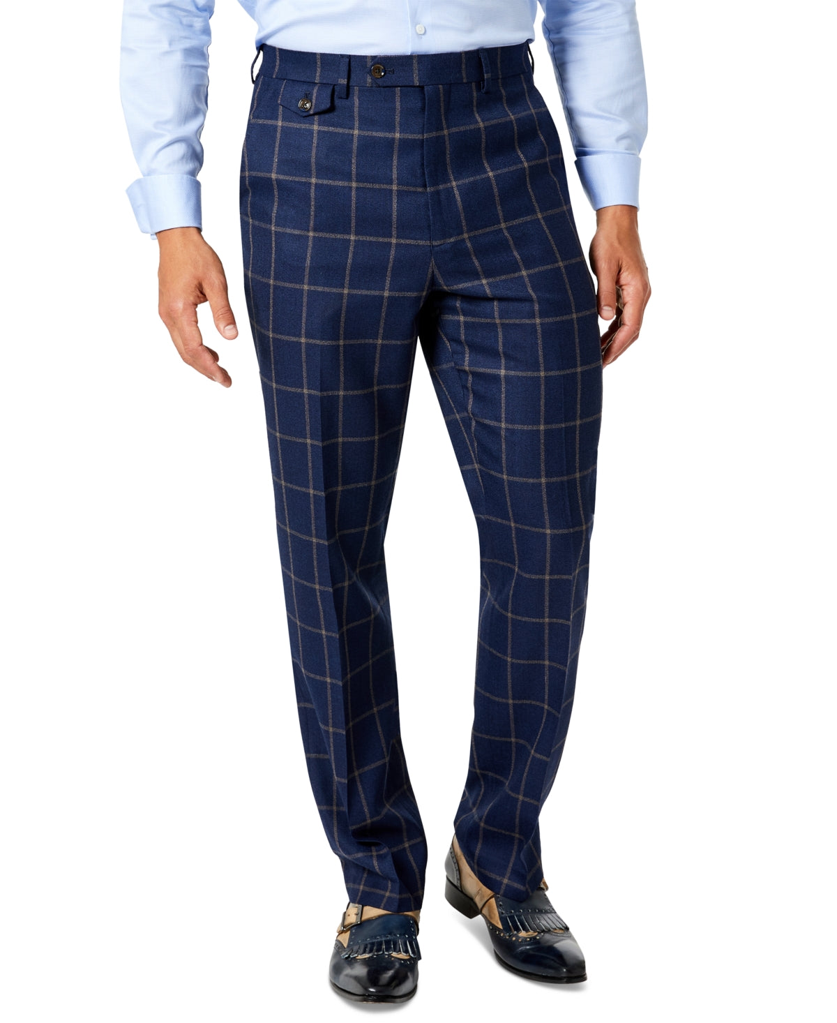 Tayion Collection Men's Classic fit Wool Suit Pants Navy 40 X 32
