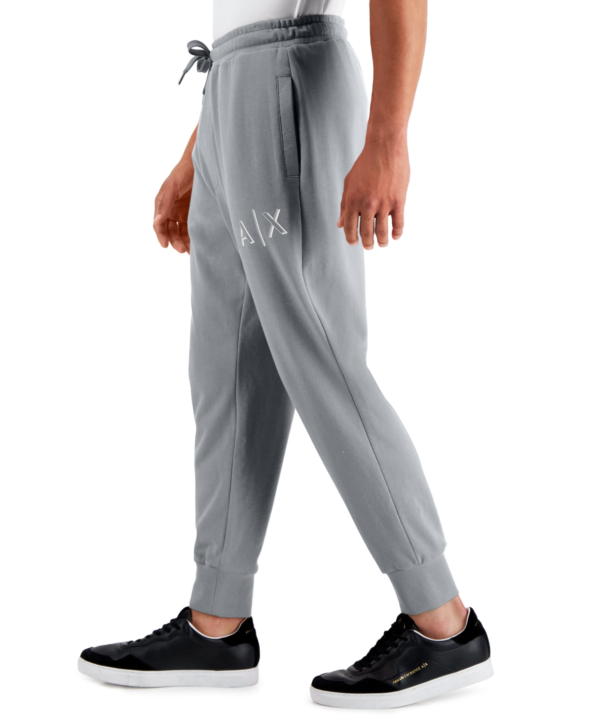 AX Armani Exchange Men's Icon Logo Print Fleece Sweatpants Grey XL