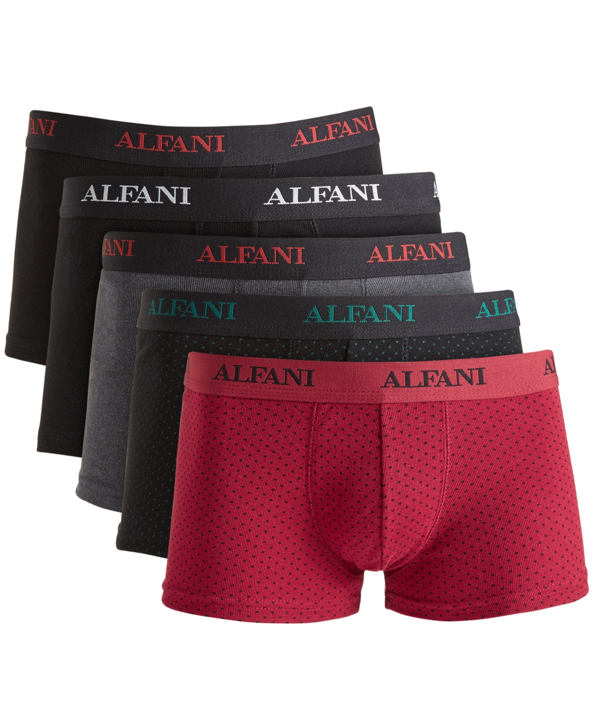 Alfani Men's 5 Pk. Moisture Wicking Underwear Trunks Green Red Large