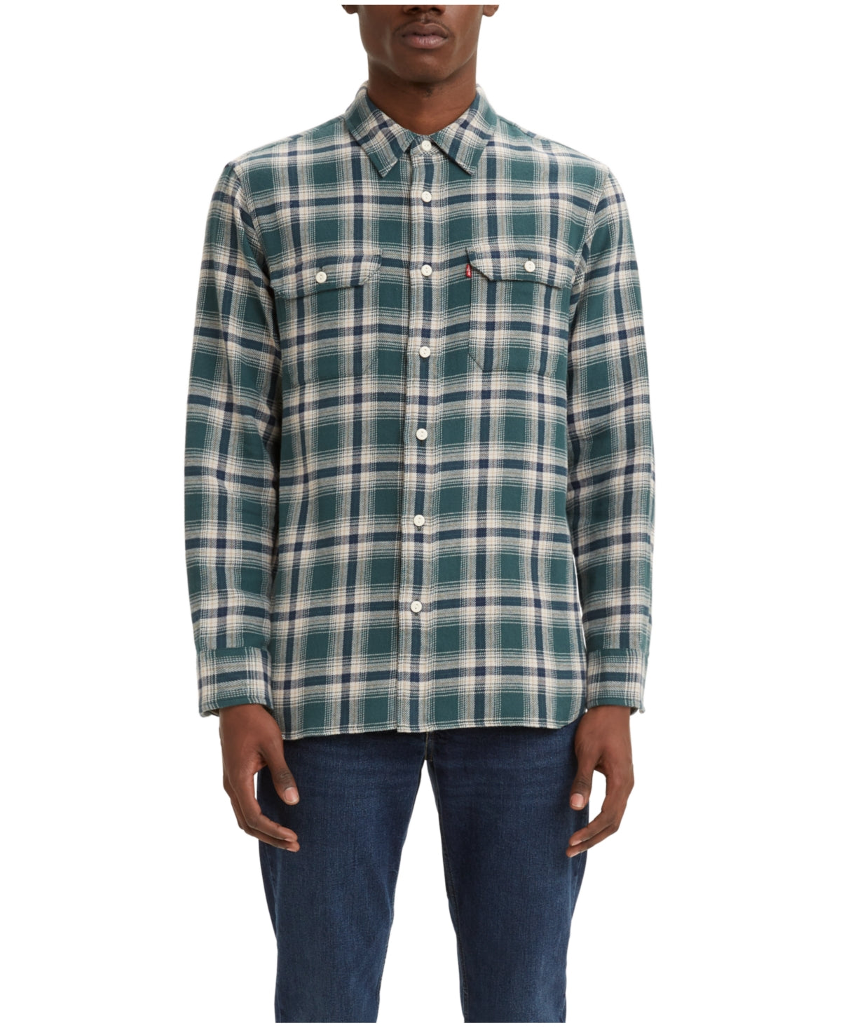Levi's Mens Classic fit Long Sleeve Button-Up Shirt Medium Green Plaid
