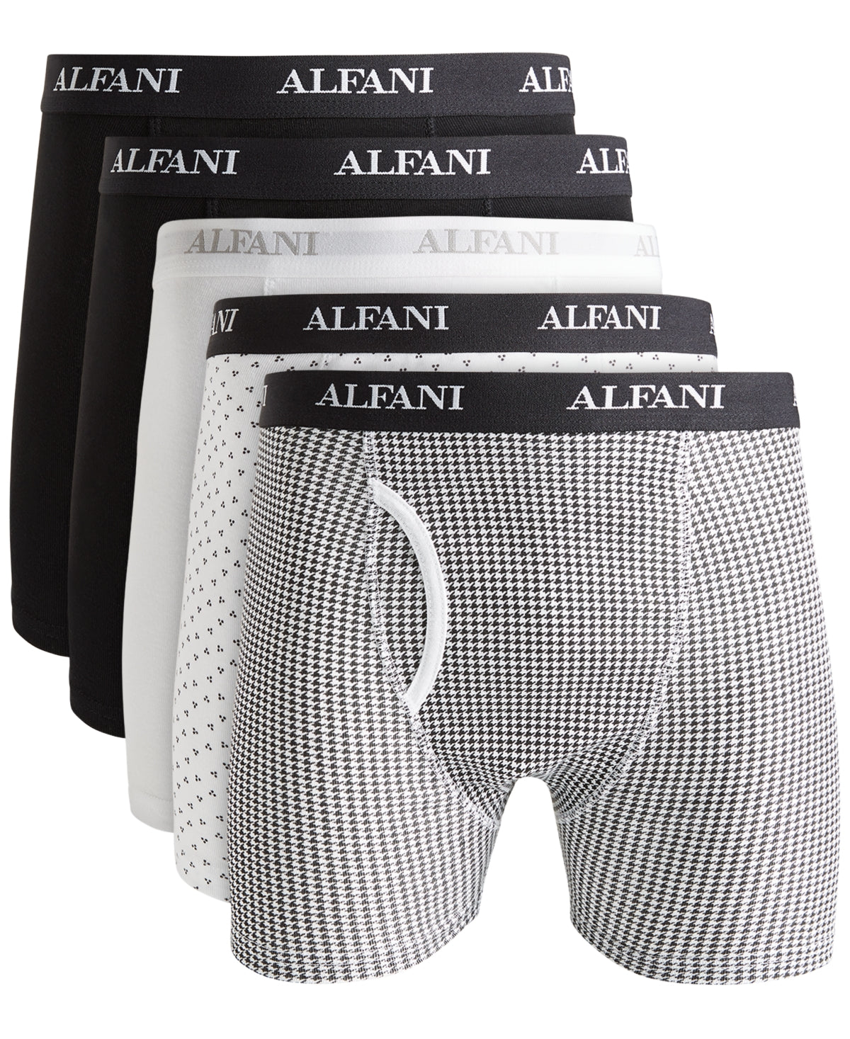 Alfani Mens 5-Pk. Moisture-Wicking Underwear Boxer Briefs Black Large