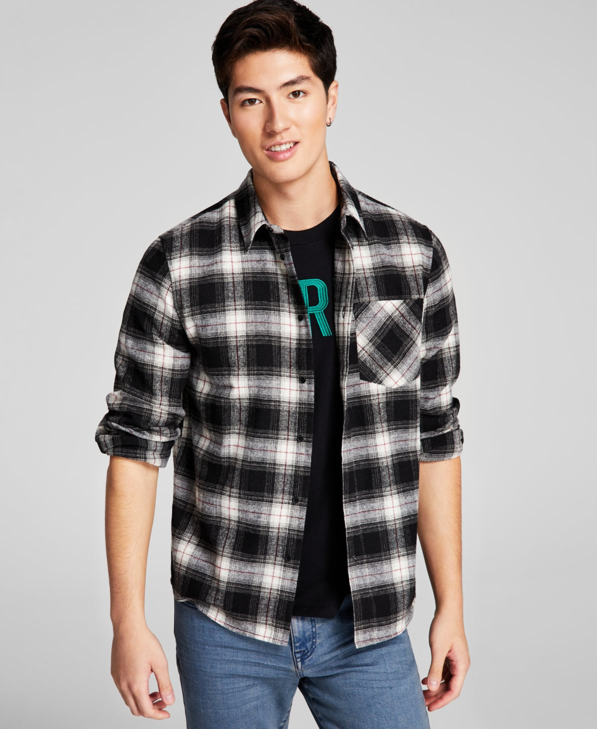 Men's Flannel Collared Shirt Natural Medium