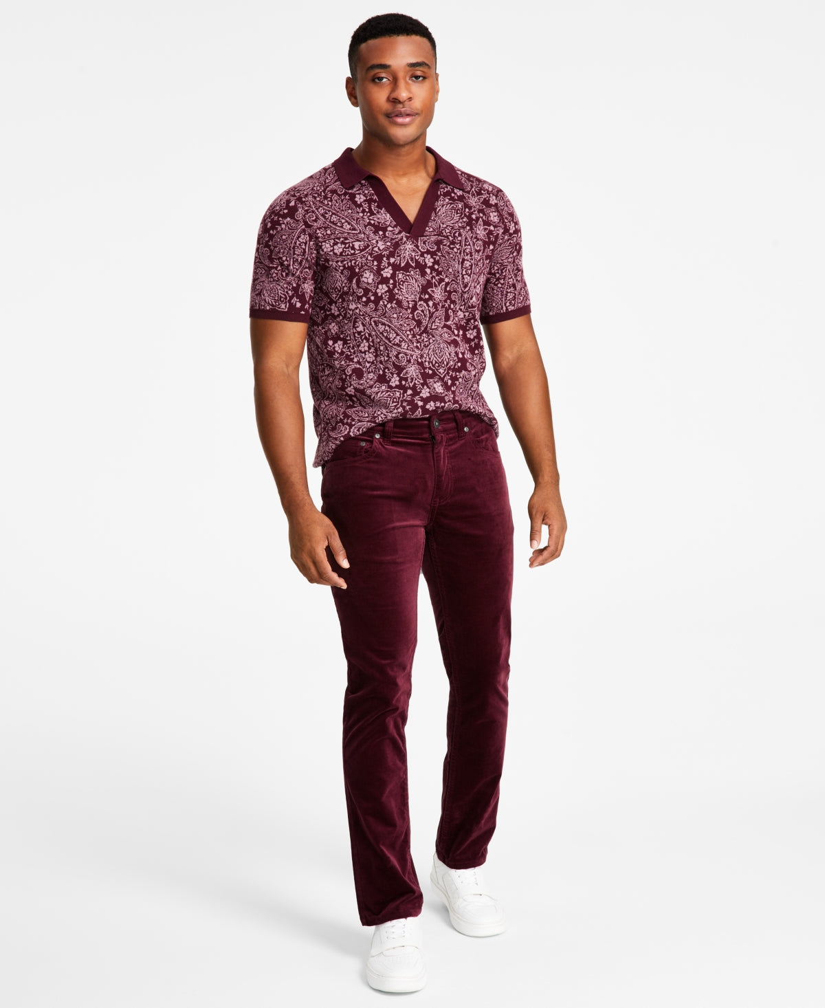 I.N.C. International Concepts Men's Slim Straight Fit Velour Jeans Port 40 x 32