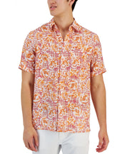 Club Room Mens Button Down Shirt Floral Karanda Red Combo Large