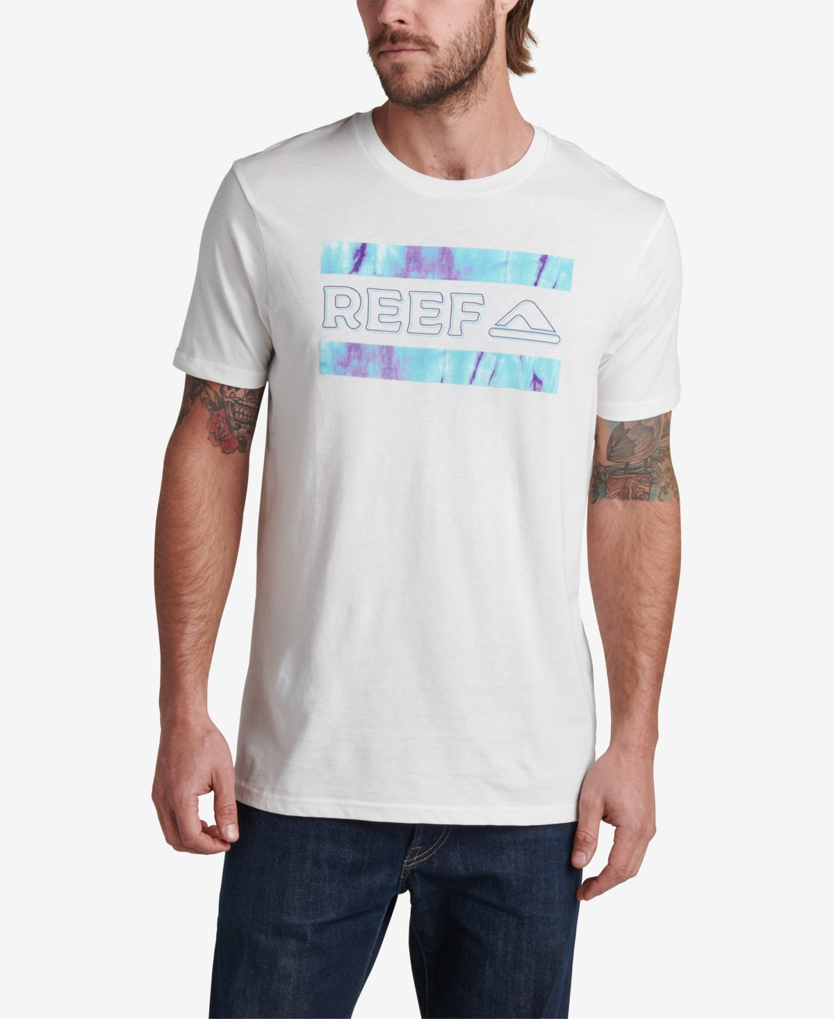 Reef Mens Mellow Graphic Short Sleeve Crewneck T shirt White Small