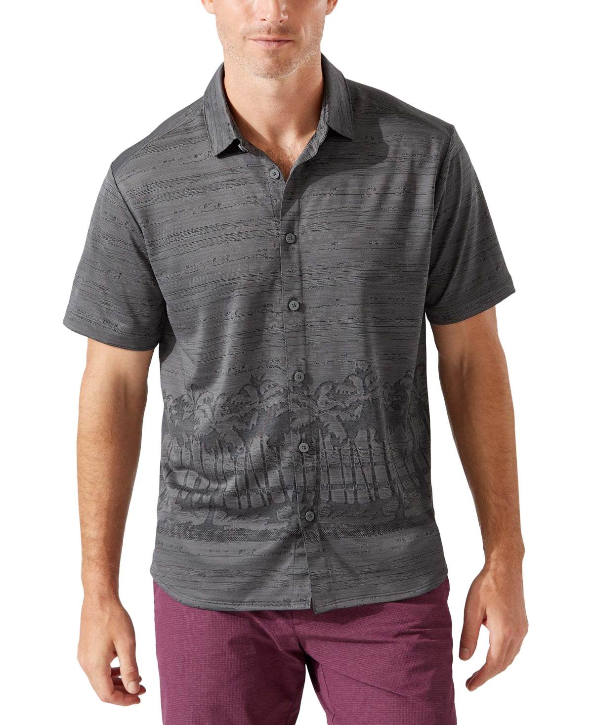 Tommy Bahama Mens Palm Blvd Island Zone Button Down Shirt Shadow Large
