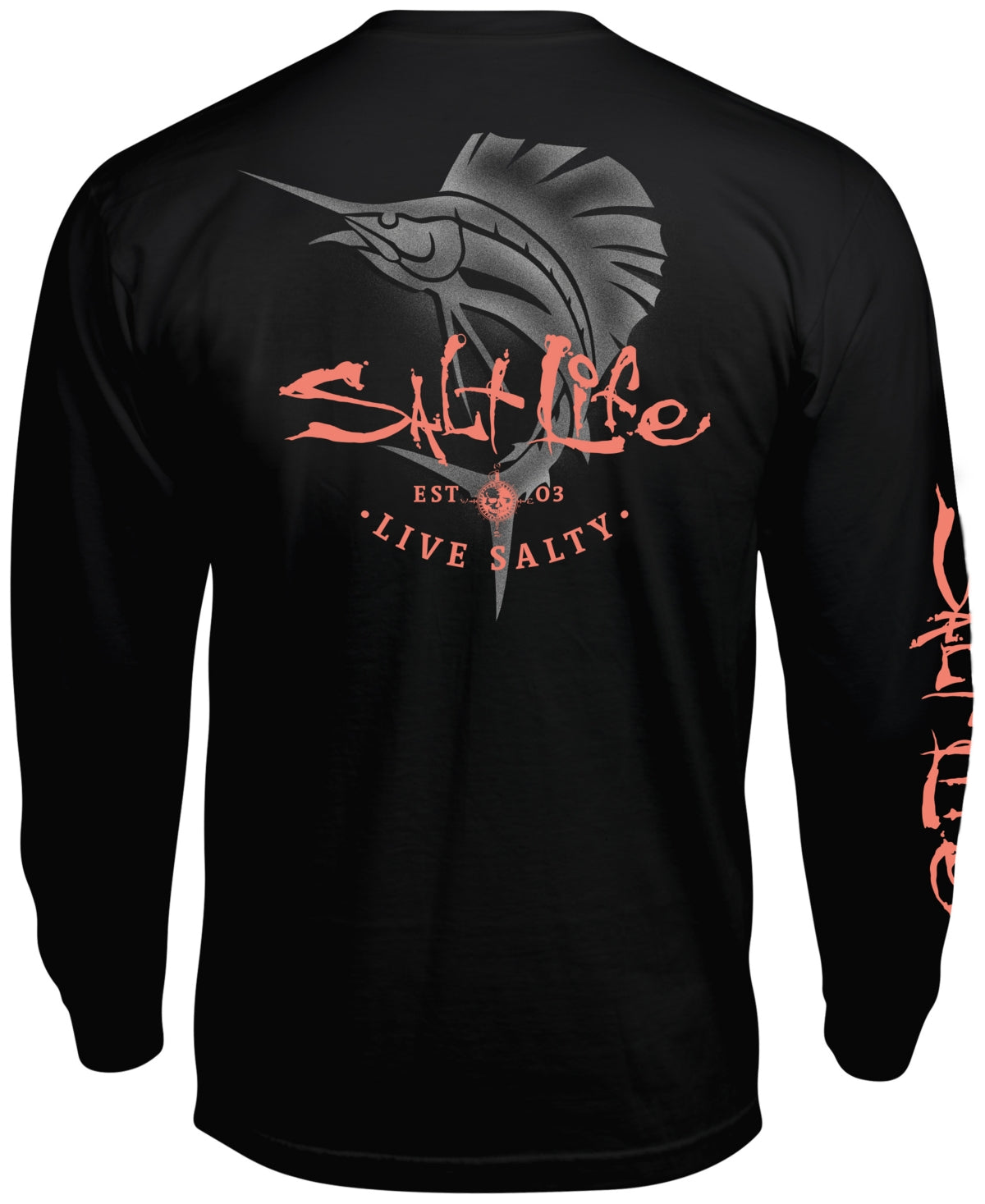 Salt Life Mens Reel Escape Logo Graphic Long Sleeve Shirt Black Small