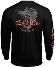 Salt Life Mens Reel Escape Logo Graphic Long Sleeve Shirt Black Small