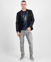Inc International Concepts Mens Slim-Fit Sport Coat Mixed-Media Blazer XL Black