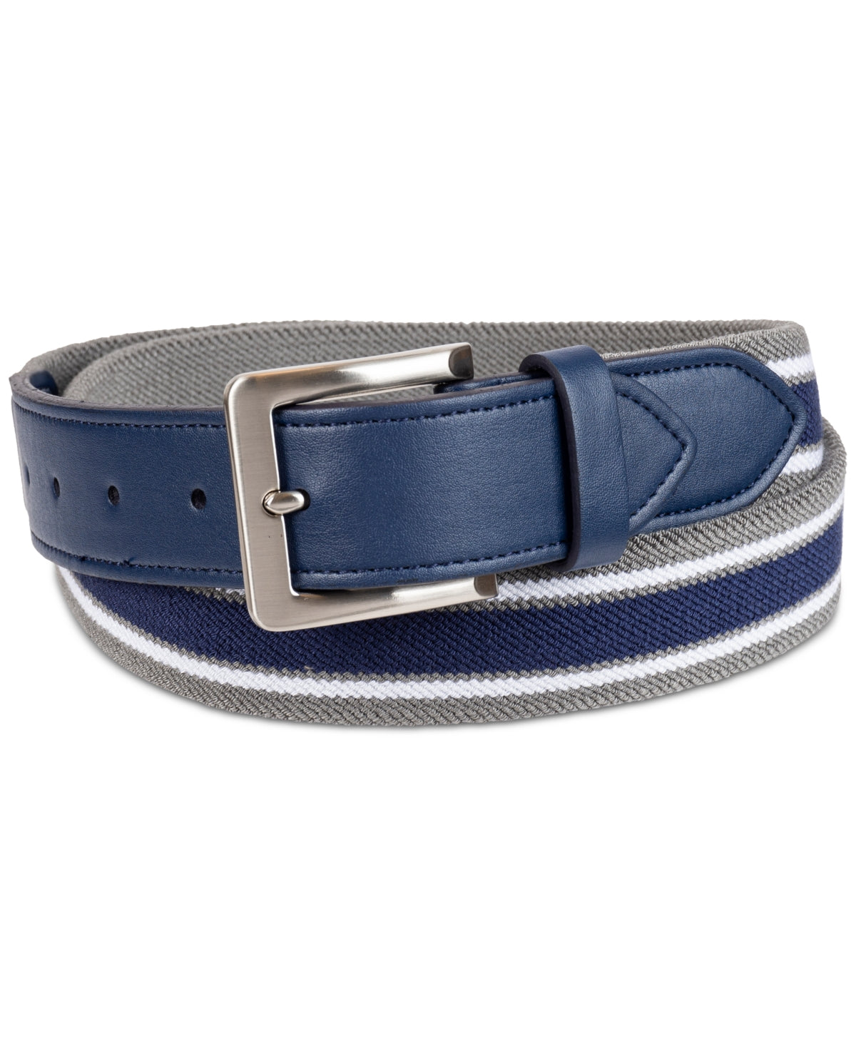 Club Room Men's Stretch Stripe Belt  Navy Xl