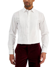 Alfani Mens Slim fit Dress Shirt Small 14-14.5 32-33 White Solid