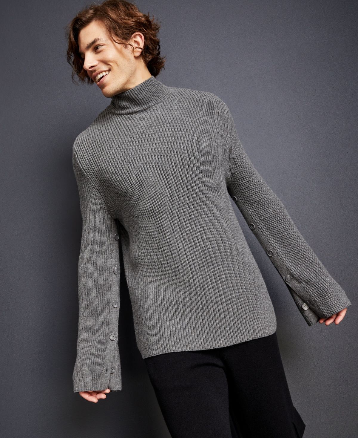 Royalty By Maluma Men's Relaxed fit Turtleneck Sweater  Gray Medium