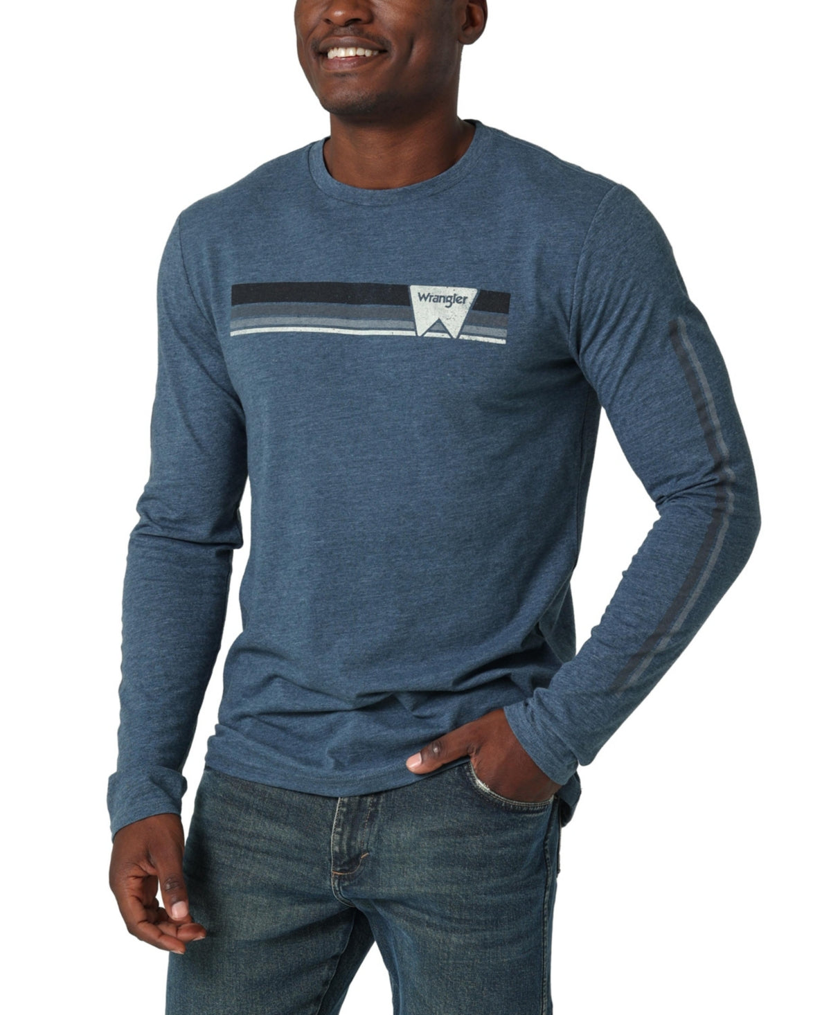 Wrangler Men's Graphic Long Sleeve T-shirt Navy Large