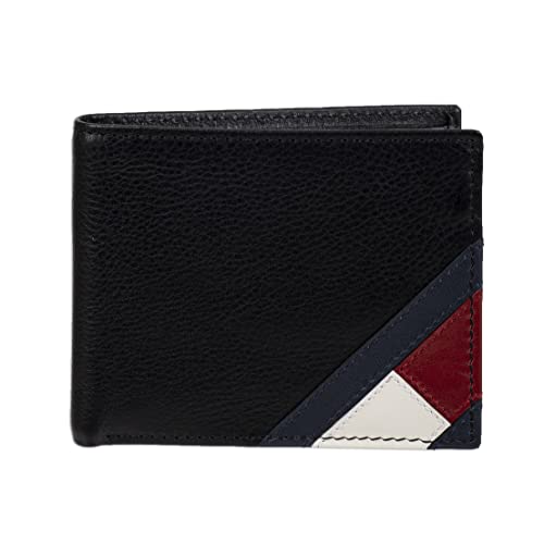 Tommy Hilfiger Mens Orson II Angled Flag Leather Wallet One Size Black